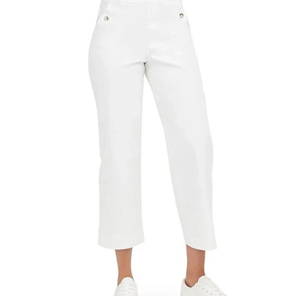 New No Tags Spanx Stretch Twill Cropped Wide Leg White Pants Womens Size XL - Picture 3 of 11